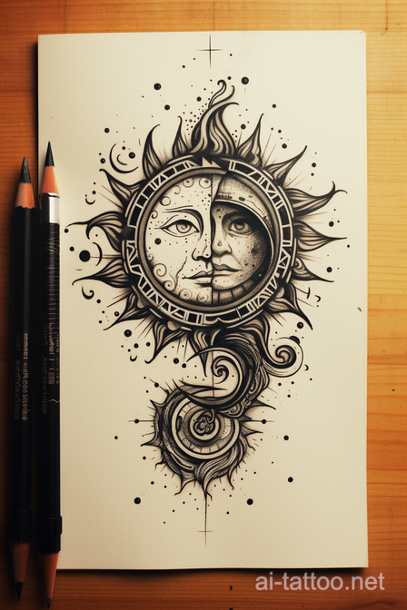  AI Sun And Moon Tattoo Ideas 7